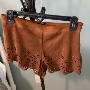 Brown suede shorts